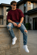 Arbor Vitae | Signature Five-Sleeve Tee – Classic Maroon