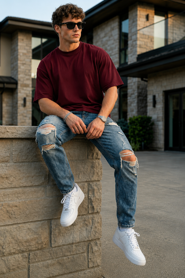 Arbor Vitae | Signature Five-Sleeve Tee – Classic Maroon