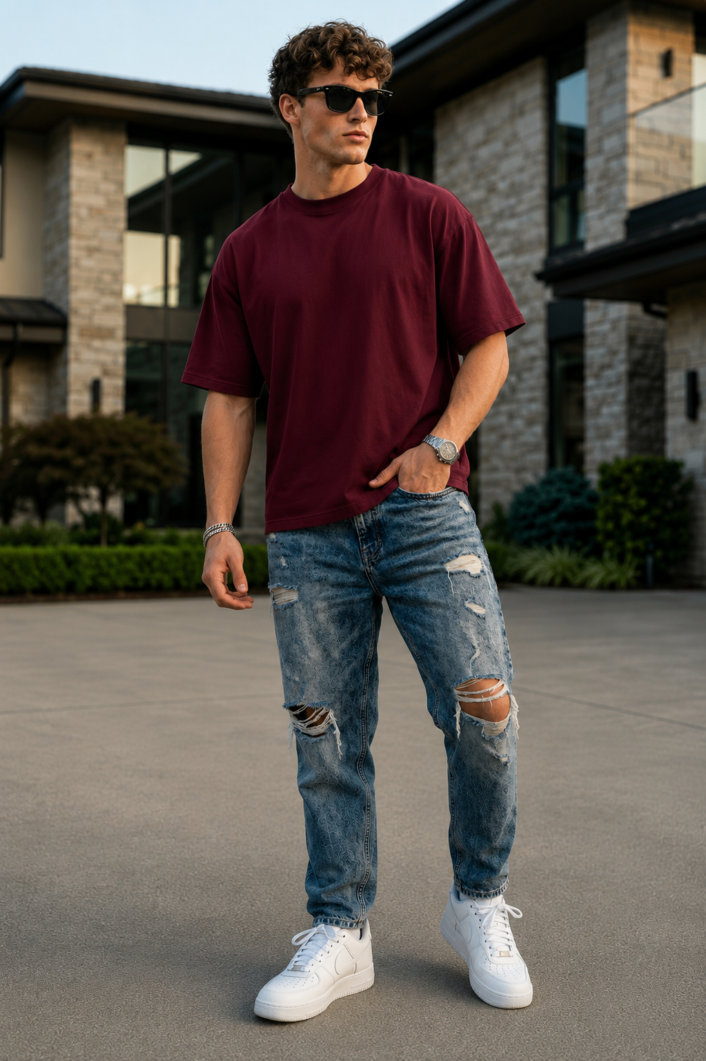 Arbor Vitae | Signature Five-Sleeve Tee – Classic Maroon