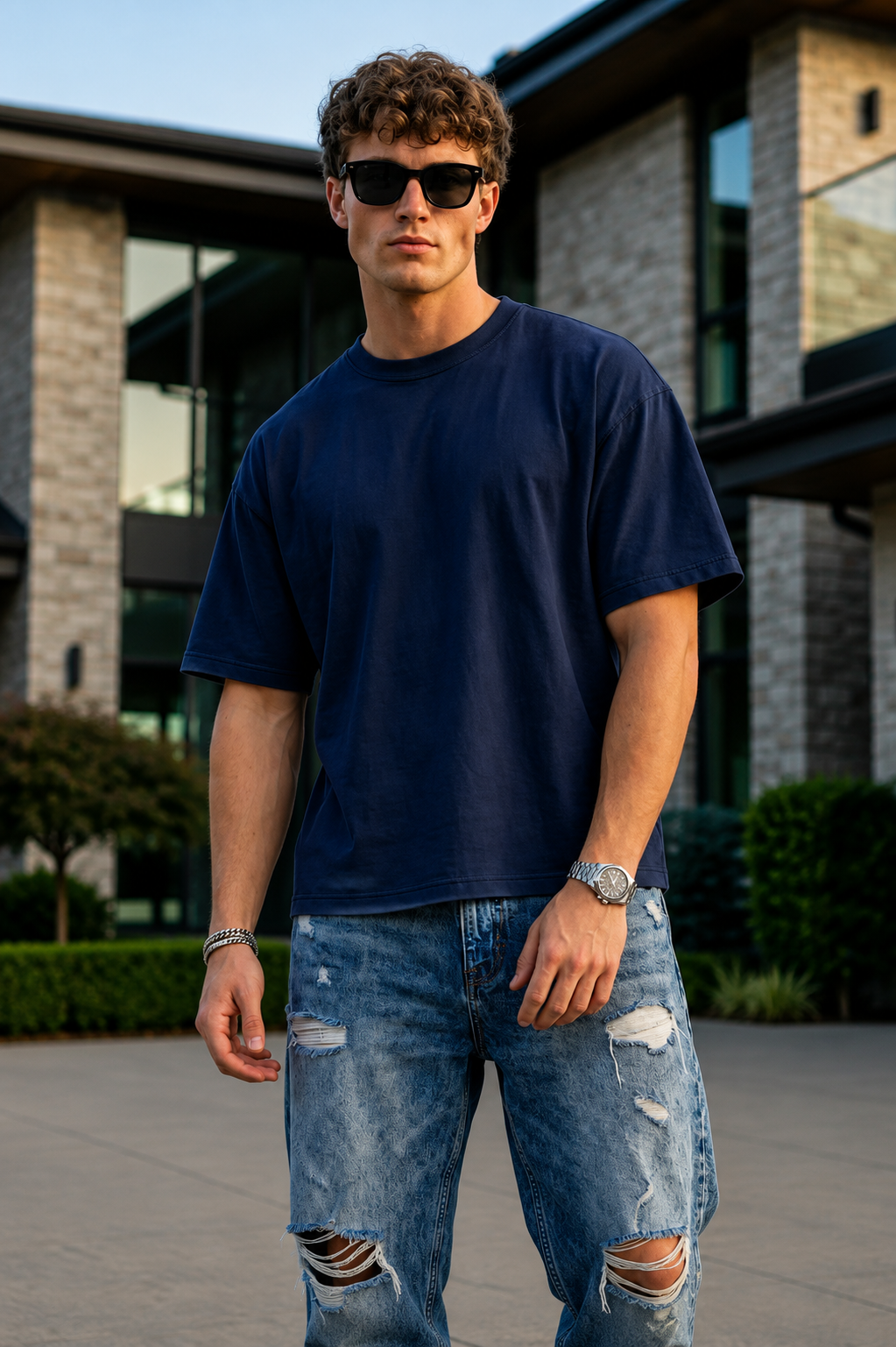 Arbor Vitae | Signature Five-Sleeve Tee – Classic Navy Blue